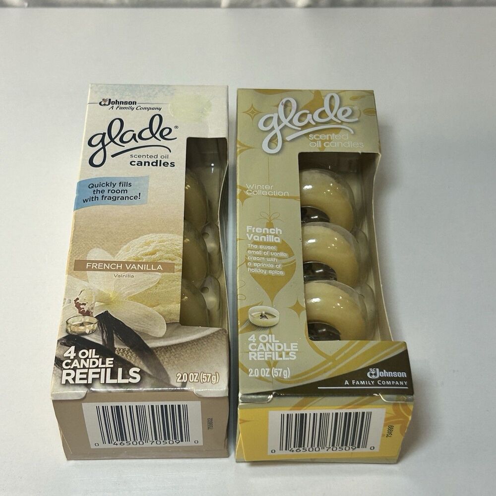 Glade Scented Oil Candle Refills FRENCH VANILLA 4‎ Refills 2 Boxes New